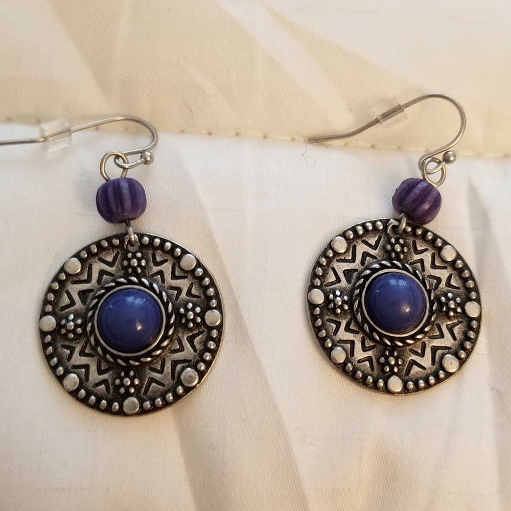 blue and silver earrings